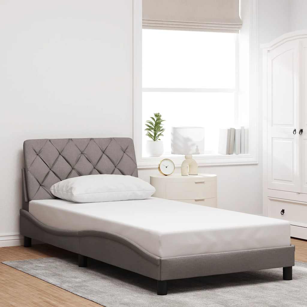 LED Bed Frame without Mattress, Taupe, 100x200 cm