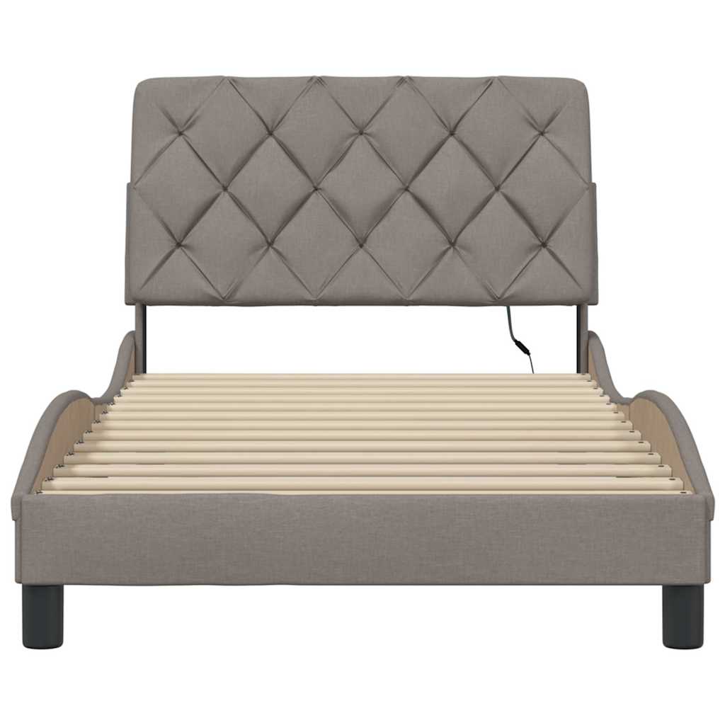 LED Bed Frame without Mattress, Taupe, 100x200 cm