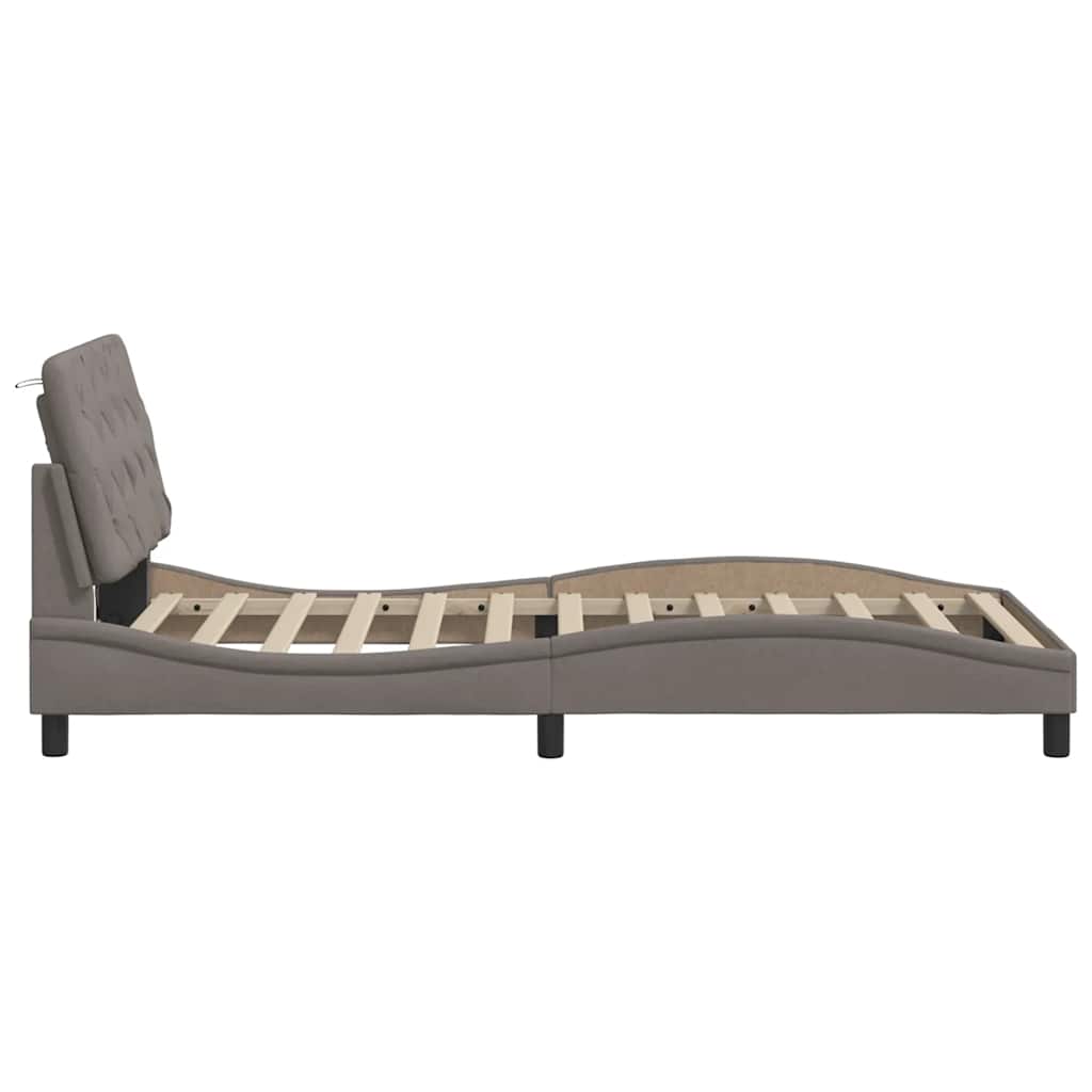 LED Bed Frame without Mattress, Taupe, 100x200 cm