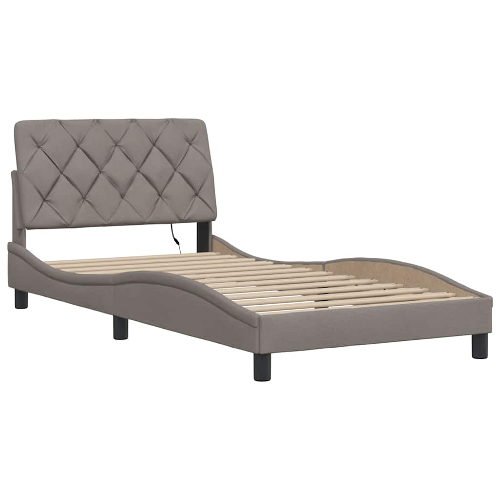 LED Bed Frame without Mattress, Taupe, 100x200 cm