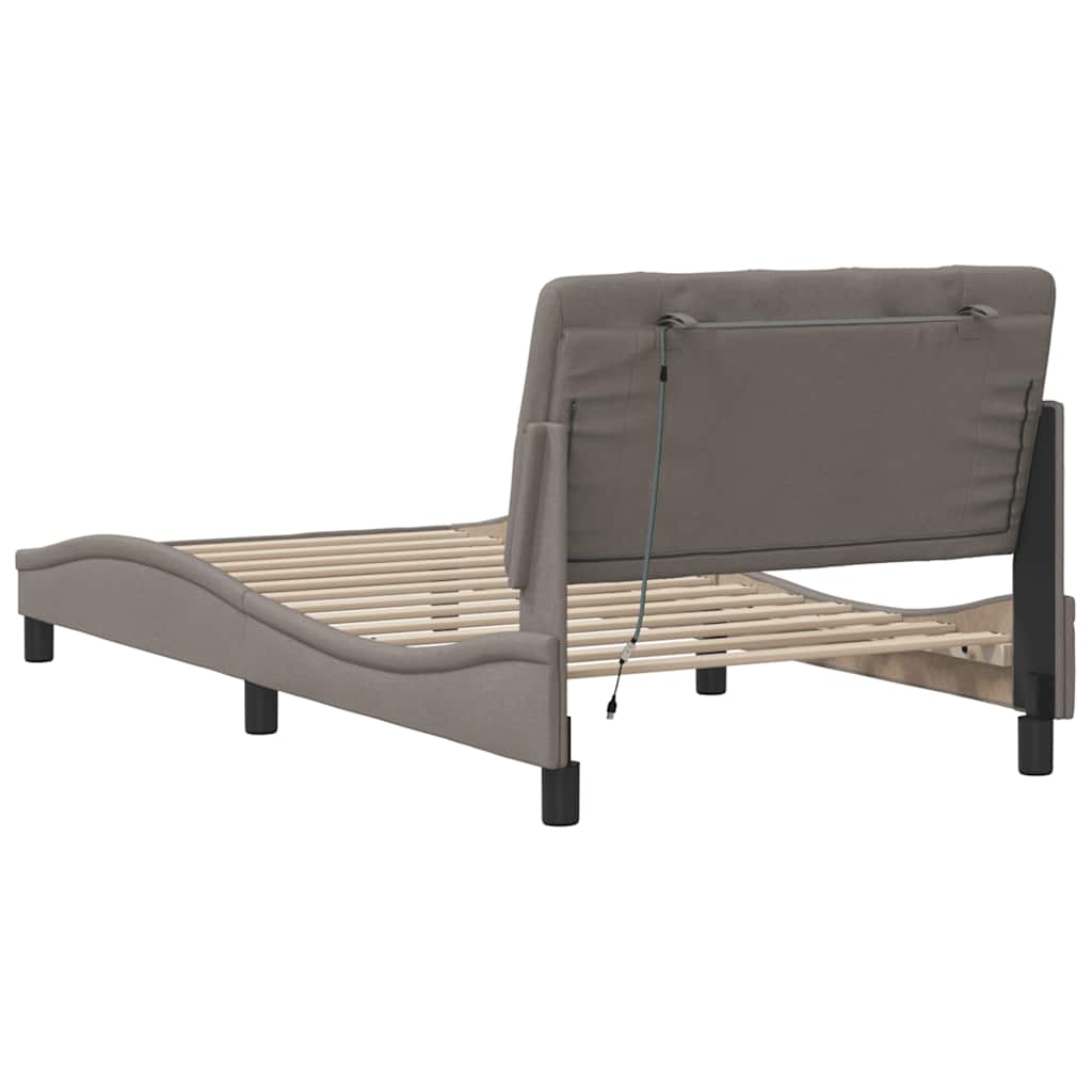 LED Bed Frame without Mattress, Taupe, 100x200 cm