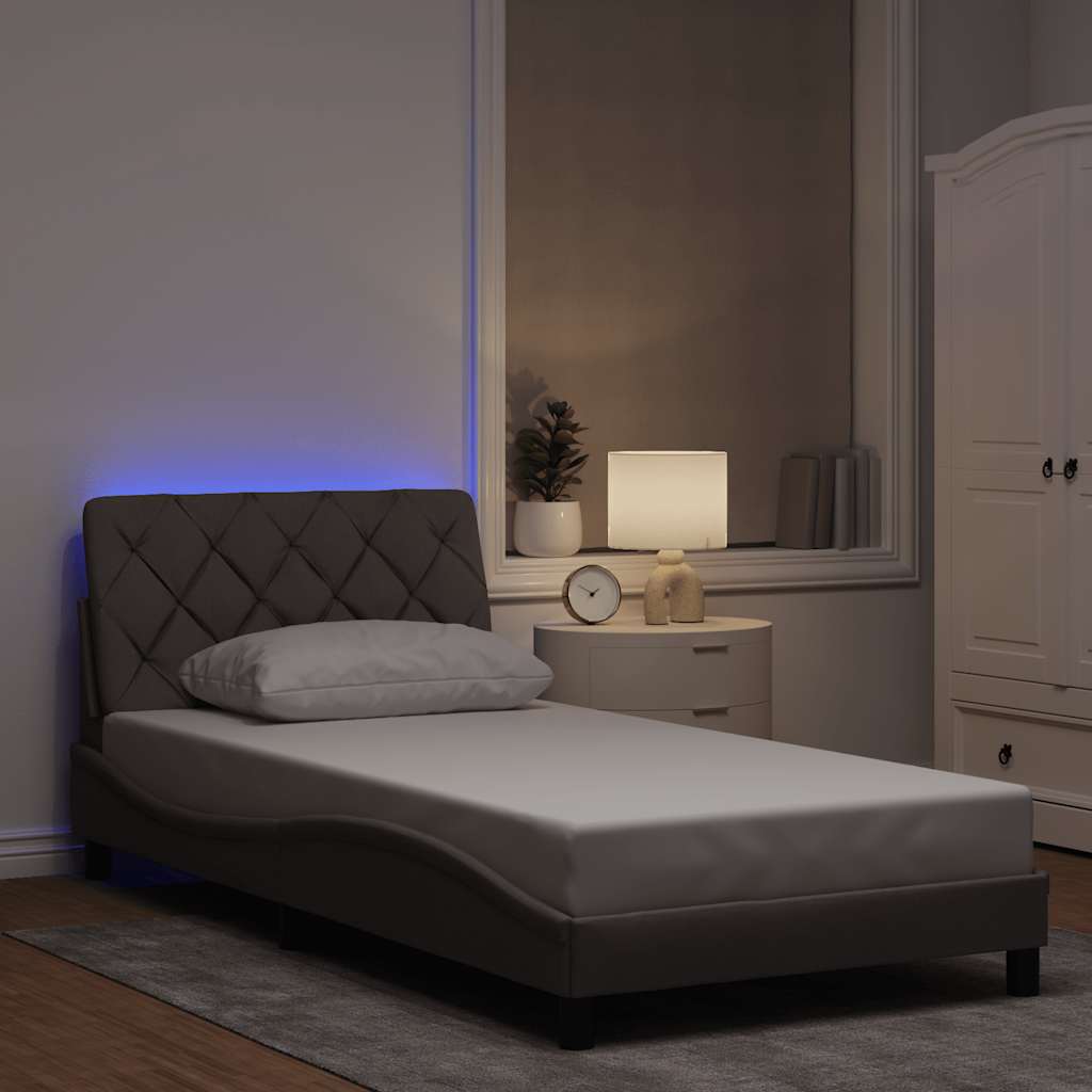 LED Bed Frame without Mattress, Taupe, 100x200 cm