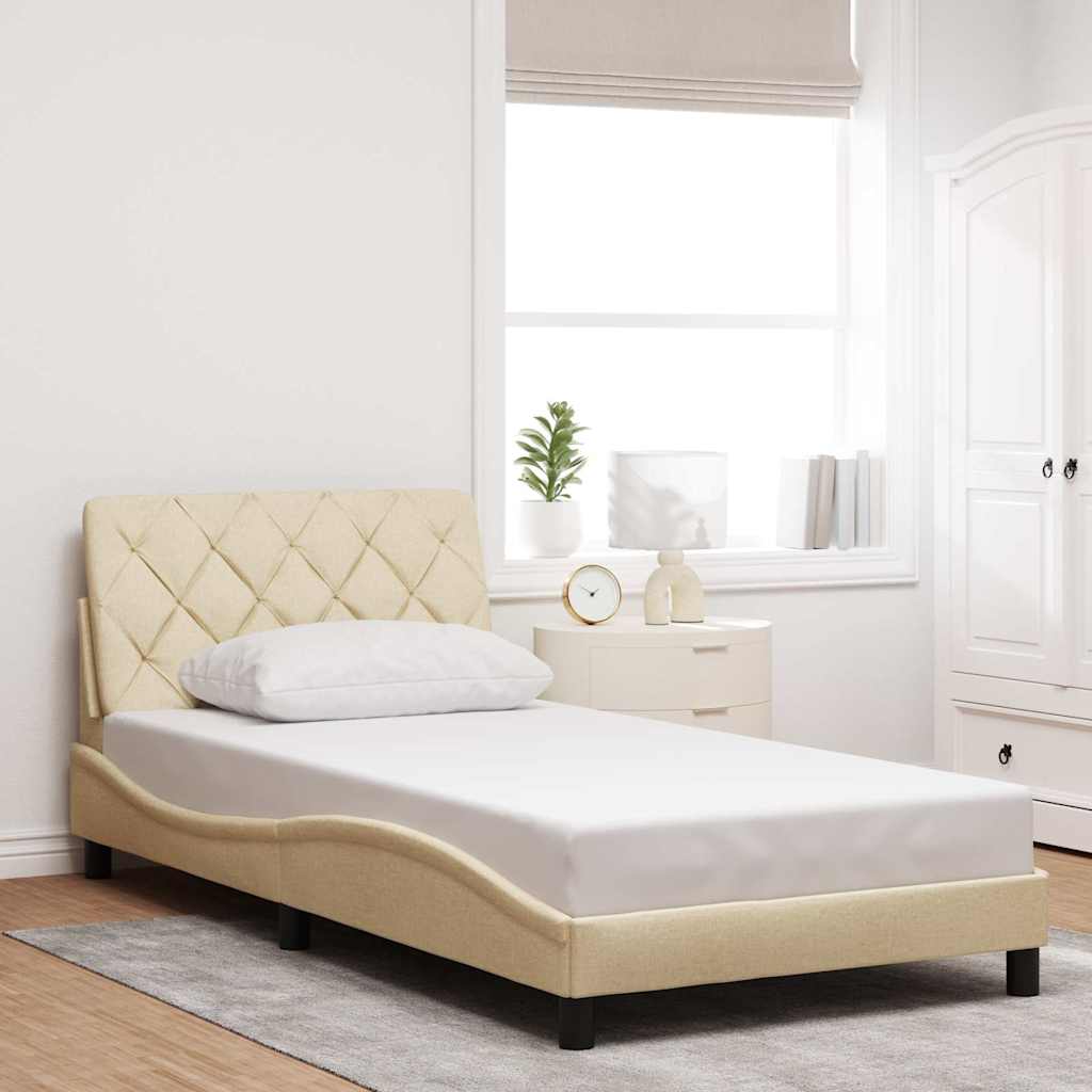 LED bed frame without mattress, cream white, 100x200 cm