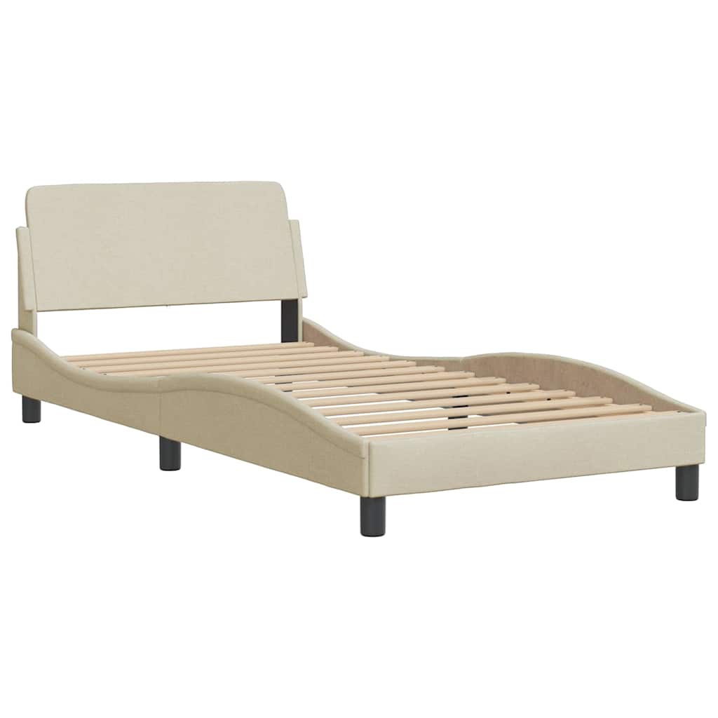 LED bed frame without mattress, cream white, 100x200 cm