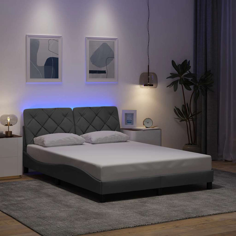 Lovos rėmas su LED be čiužinio, šviesiai pilkas, 120x200 cm