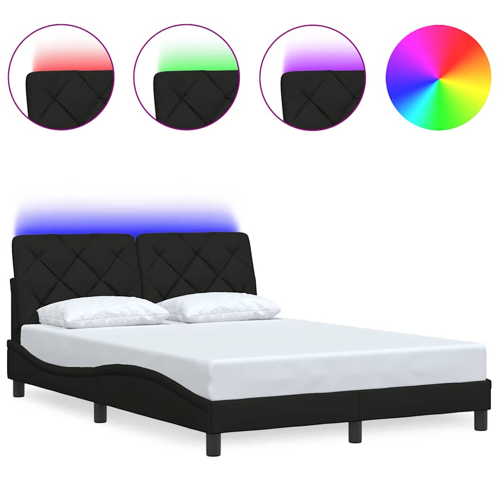 LED bed frame without mattress, black, 120x200 cm