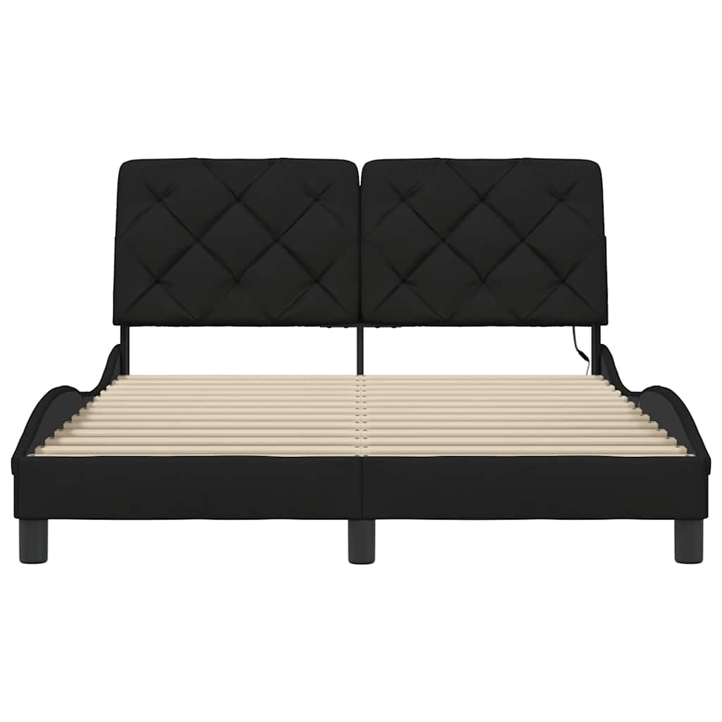 LED bed frame without mattress, black, 120x200 cm