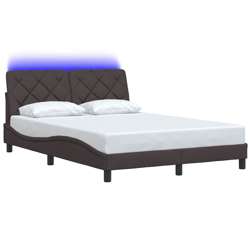 LED bed frame without mattress, dark brown, 120x200 cm