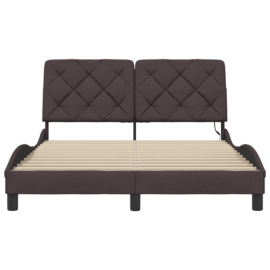 LED bed frame without mattress, dark brown, 120x200 cm