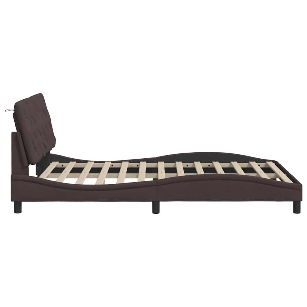 LED bed frame without mattress, dark brown, 120x200 cm