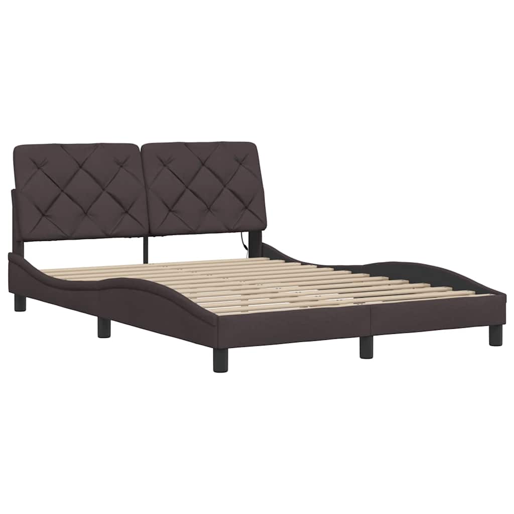 LED bed frame without mattress, dark brown, 120x200 cm