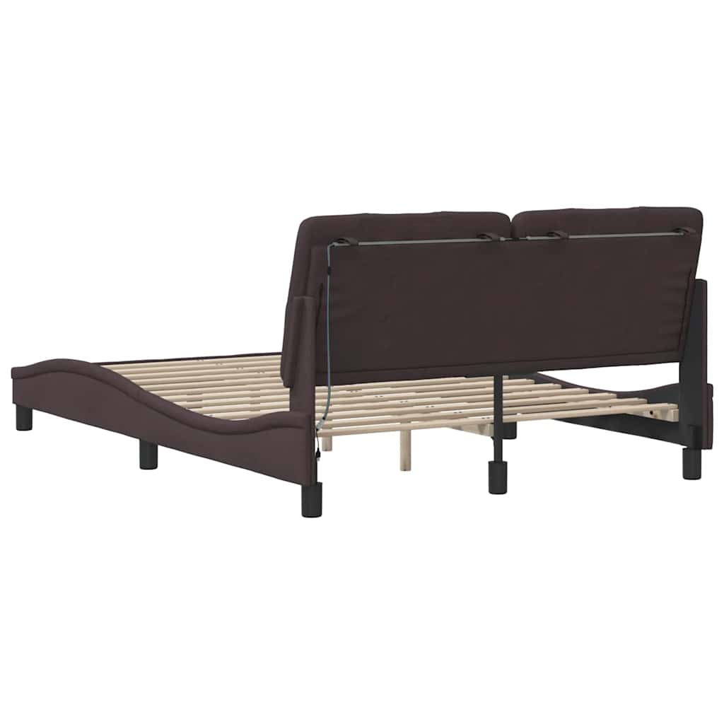 LED bed frame without mattress, dark brown, 120x200 cm