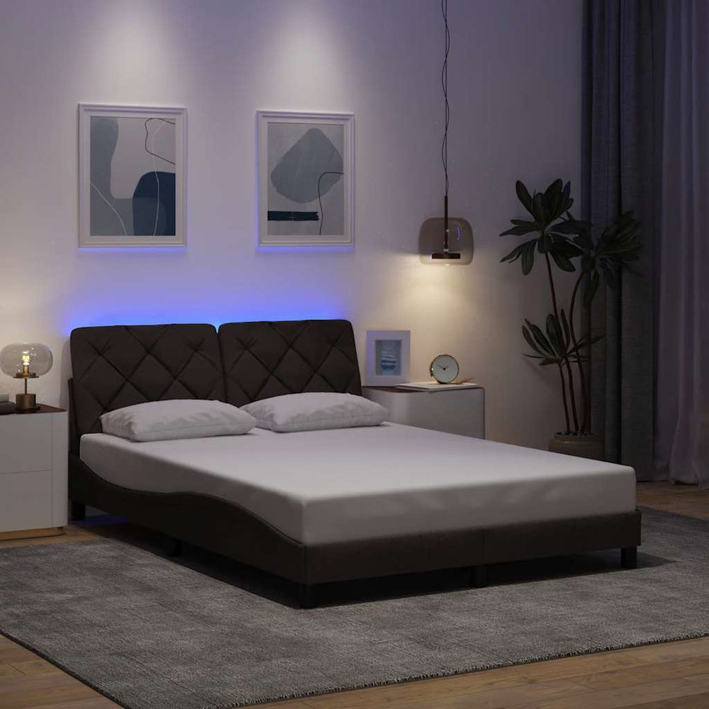 Lovos rėmas su LED be čiužinio, tamsiai rudas, 120x200 cm