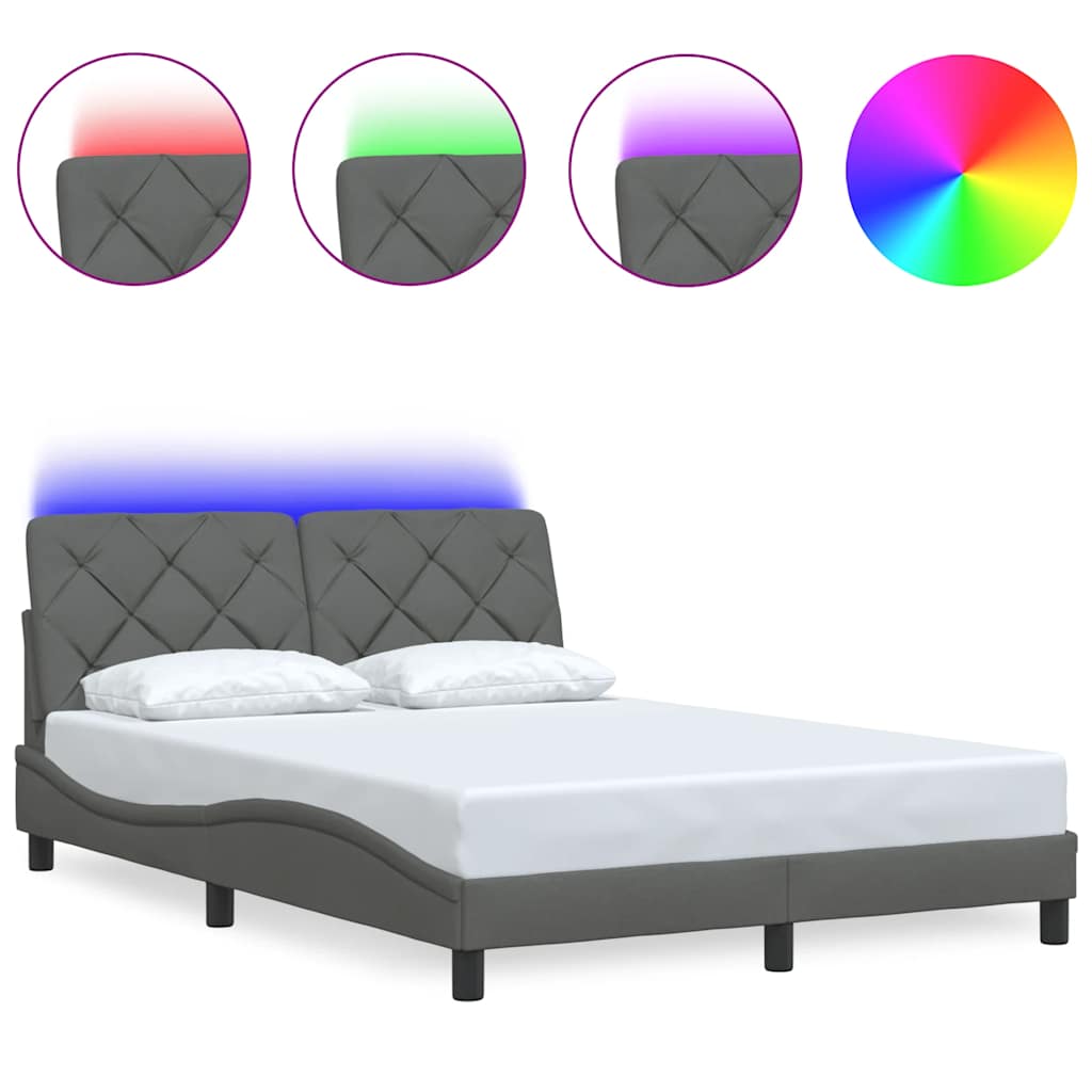 LED Bed Frame without Mattress, Dark Grey, 140x190 cm