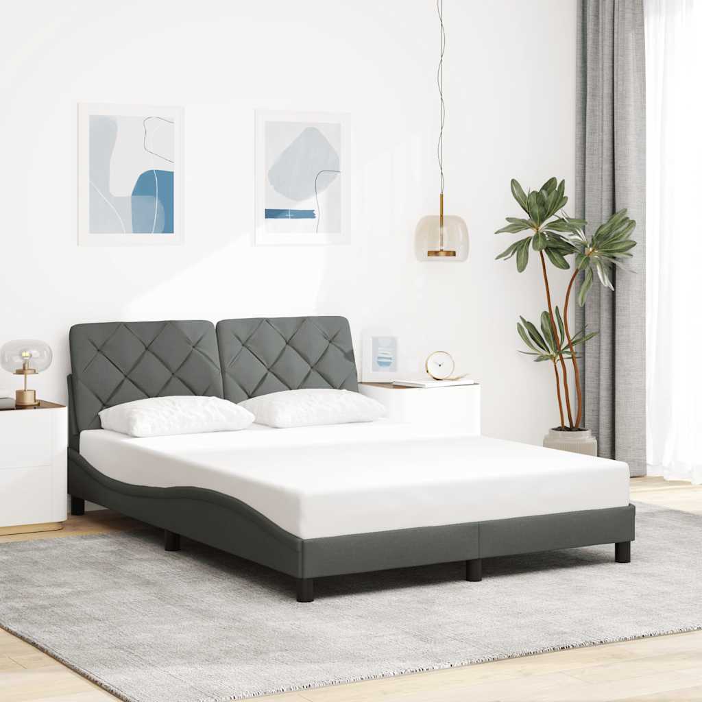 LED Bed Frame without Mattress, Dark Grey, 140x190 cm