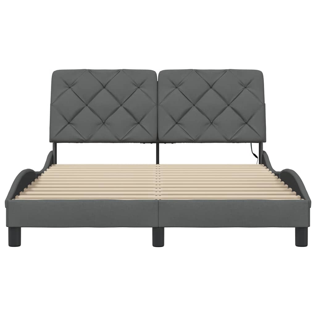 LED Bed Frame without Mattress, Dark Grey, 140x190 cm