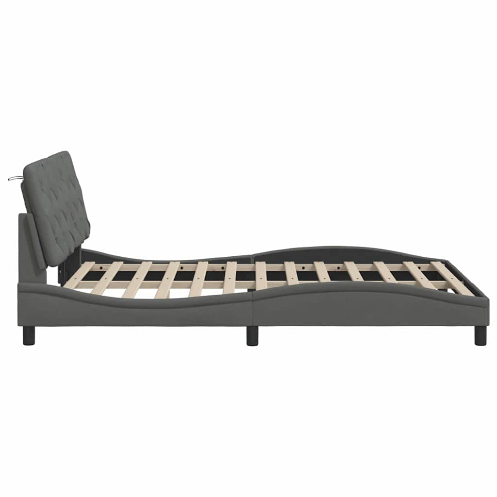 LED Bed Frame without Mattress, Dark Grey, 140x190 cm