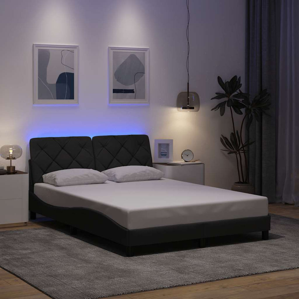 Lovos rėmas su LED be čiužinio, tamsiai pilkas, 140x190 cm