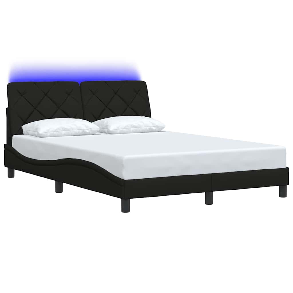 Lovos rėmas su LED be čiužinio, juodos spalvos, 140x190 cm