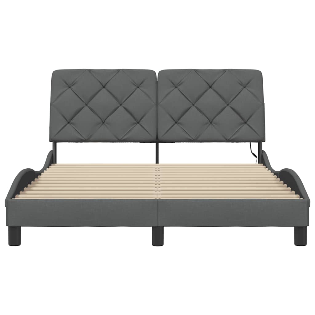 LED bed frame without mattress, dark grey, 140x200 cm