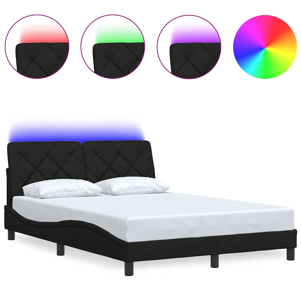 LED Bed Frame Without Mattress, Black, 140x200 cm