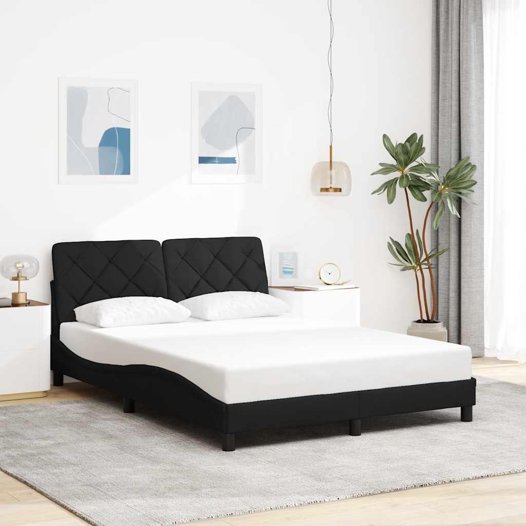 LED Bed Frame Without Mattress, Black, 140x200 cm