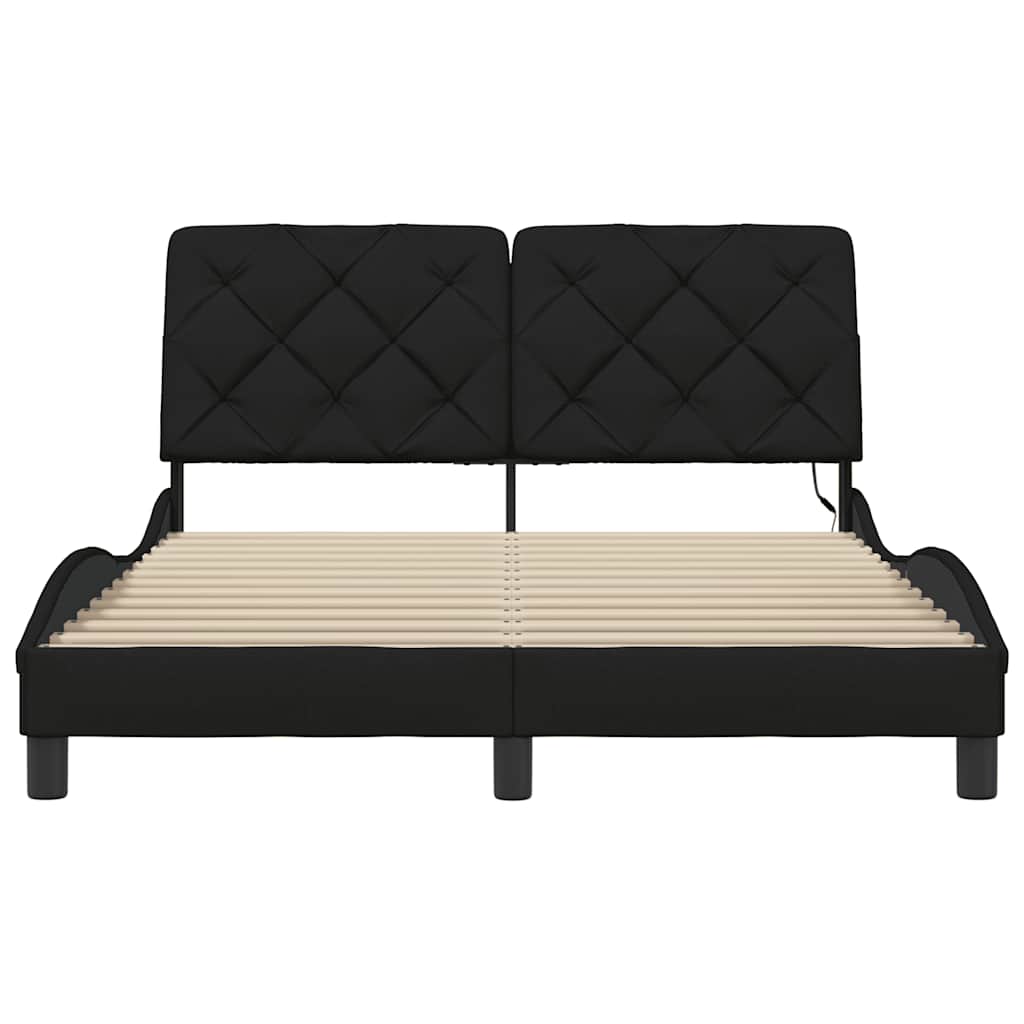 LED Bed Frame Without Mattress, Black, 140x200 cm