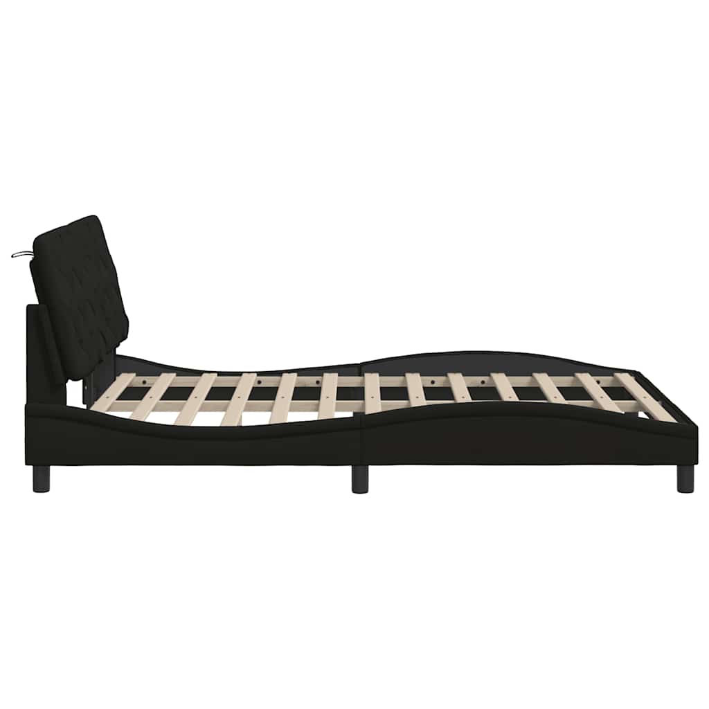 LED Bed Frame Without Mattress, Black, 140x200 cm