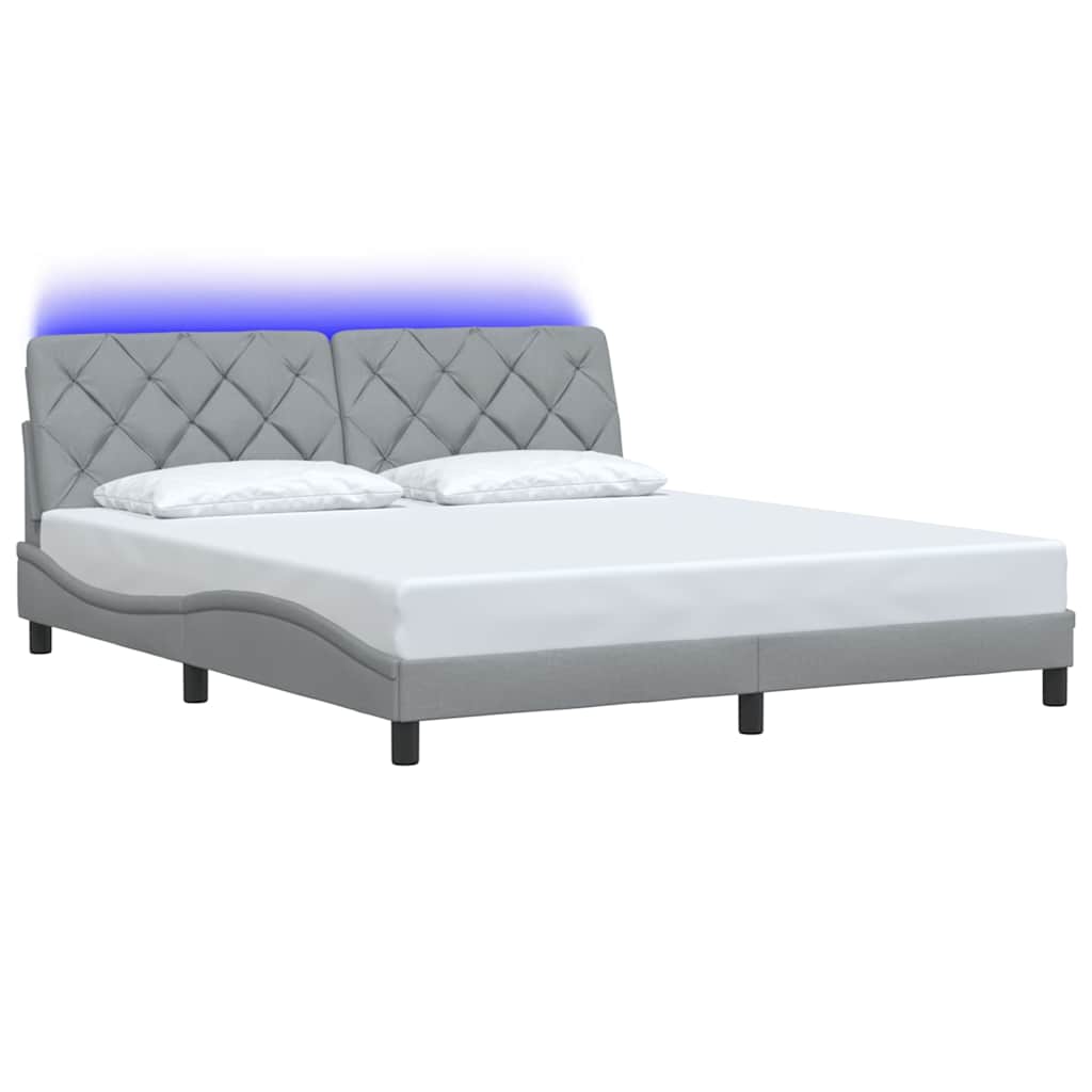 LED bed frame without mattress, light grey, 180x200 cm