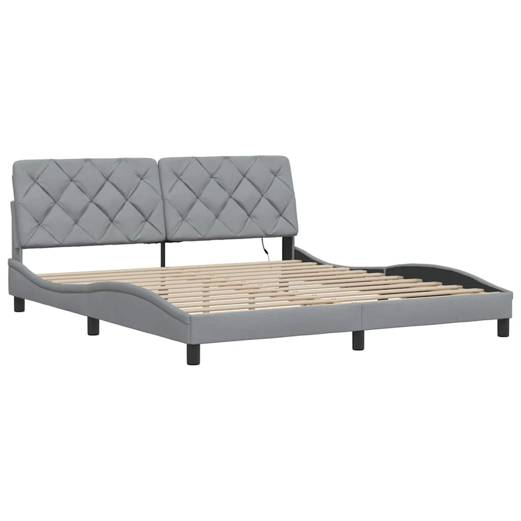 LED bed frame without mattress, light grey, 180x200 cm