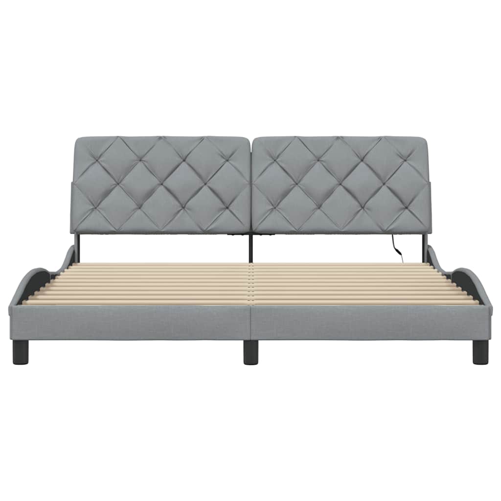 LED bed frame without mattress, light grey, 180x200 cm
