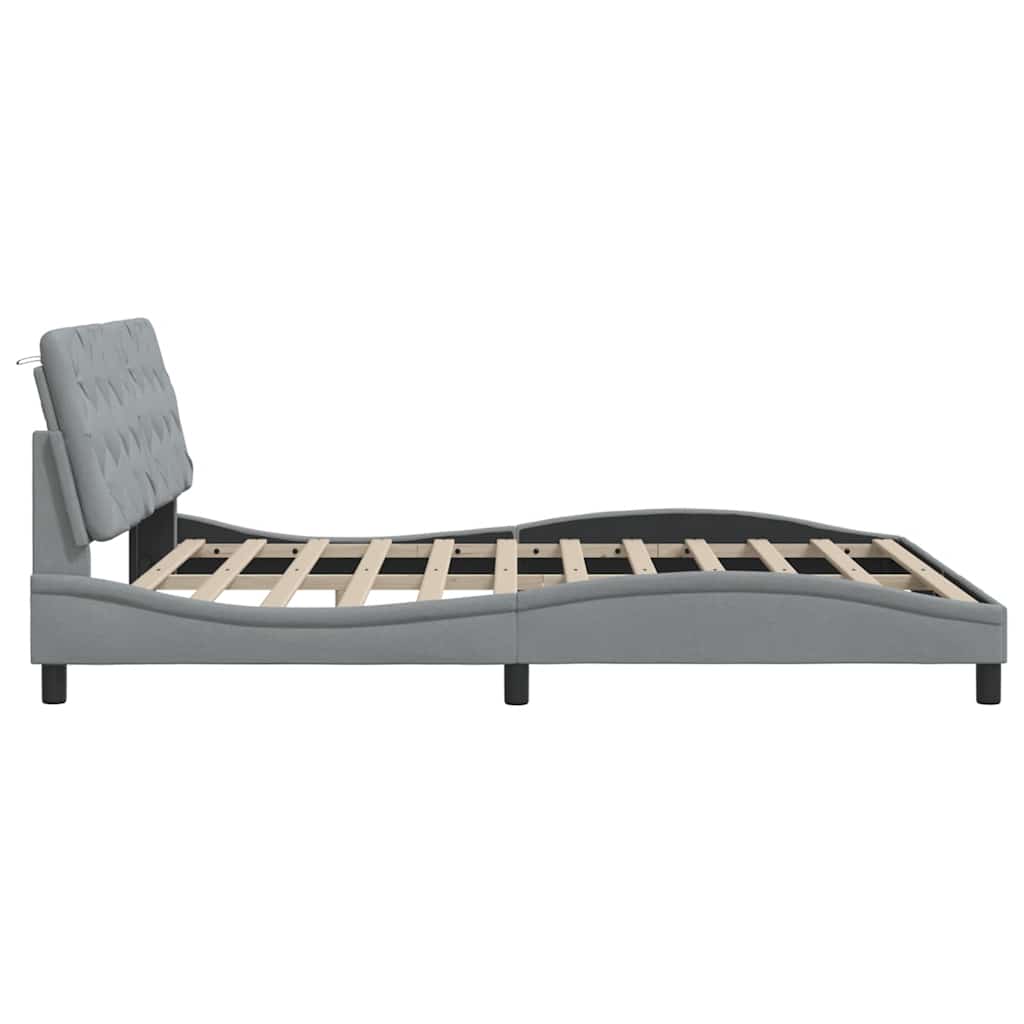 LED bed frame without mattress, light grey, 180x200 cm