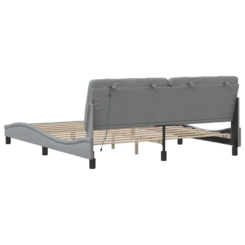 LED bed frame without mattress, light grey, 180x200 cm