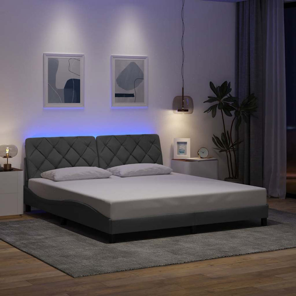 Lovos rėmas su LED be čiužinio, šviesiai pilkas, 180x200 cm