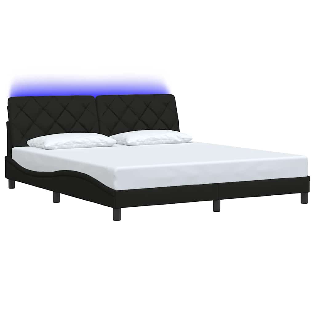 LED bed frame without mattress, black, 180x200 cm