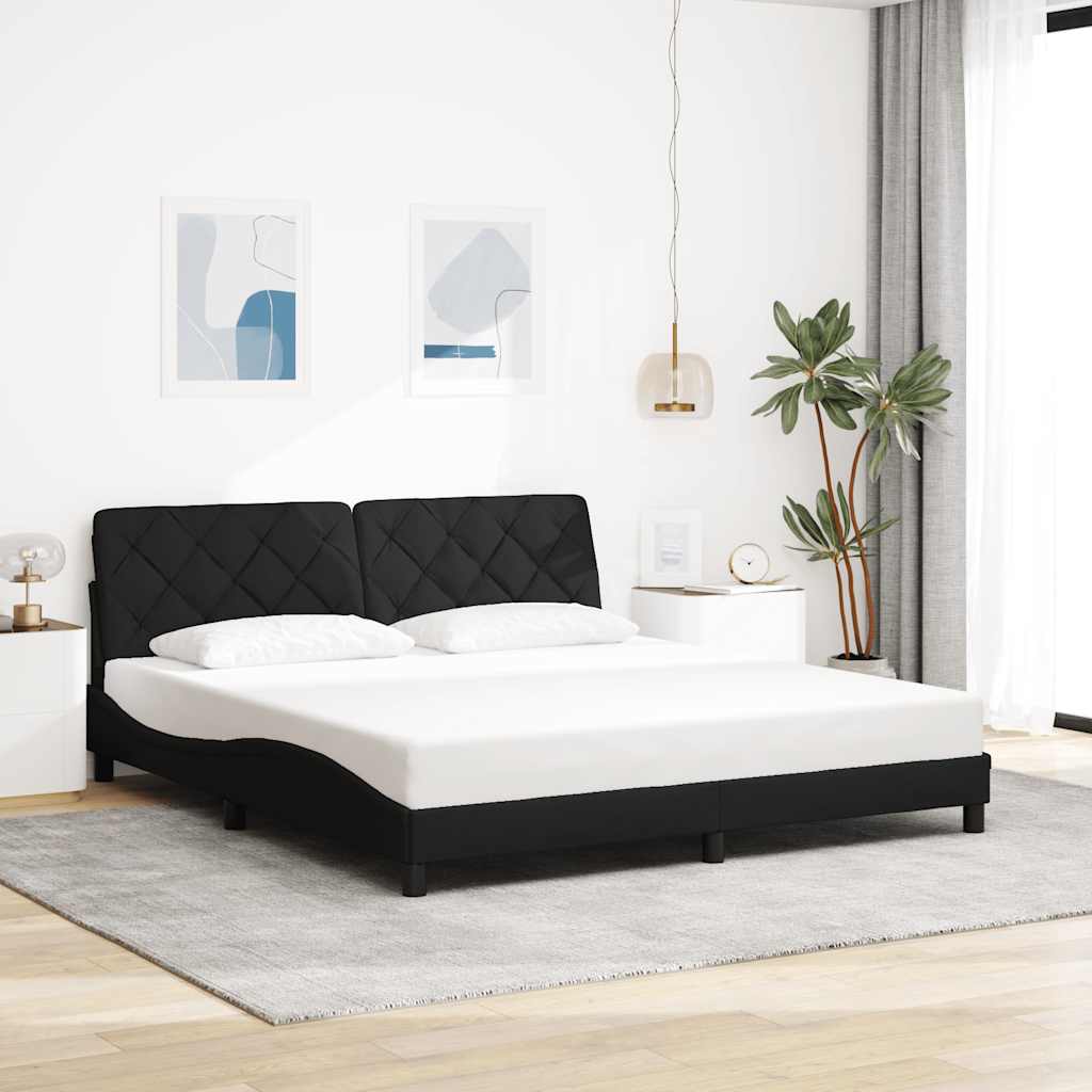 LED bed frame without mattress, black, 180x200 cm