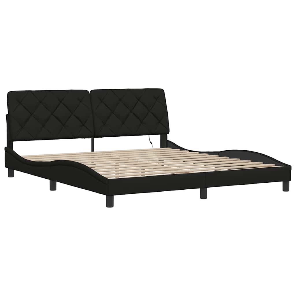 LED bed frame without mattress, black, 180x200 cm