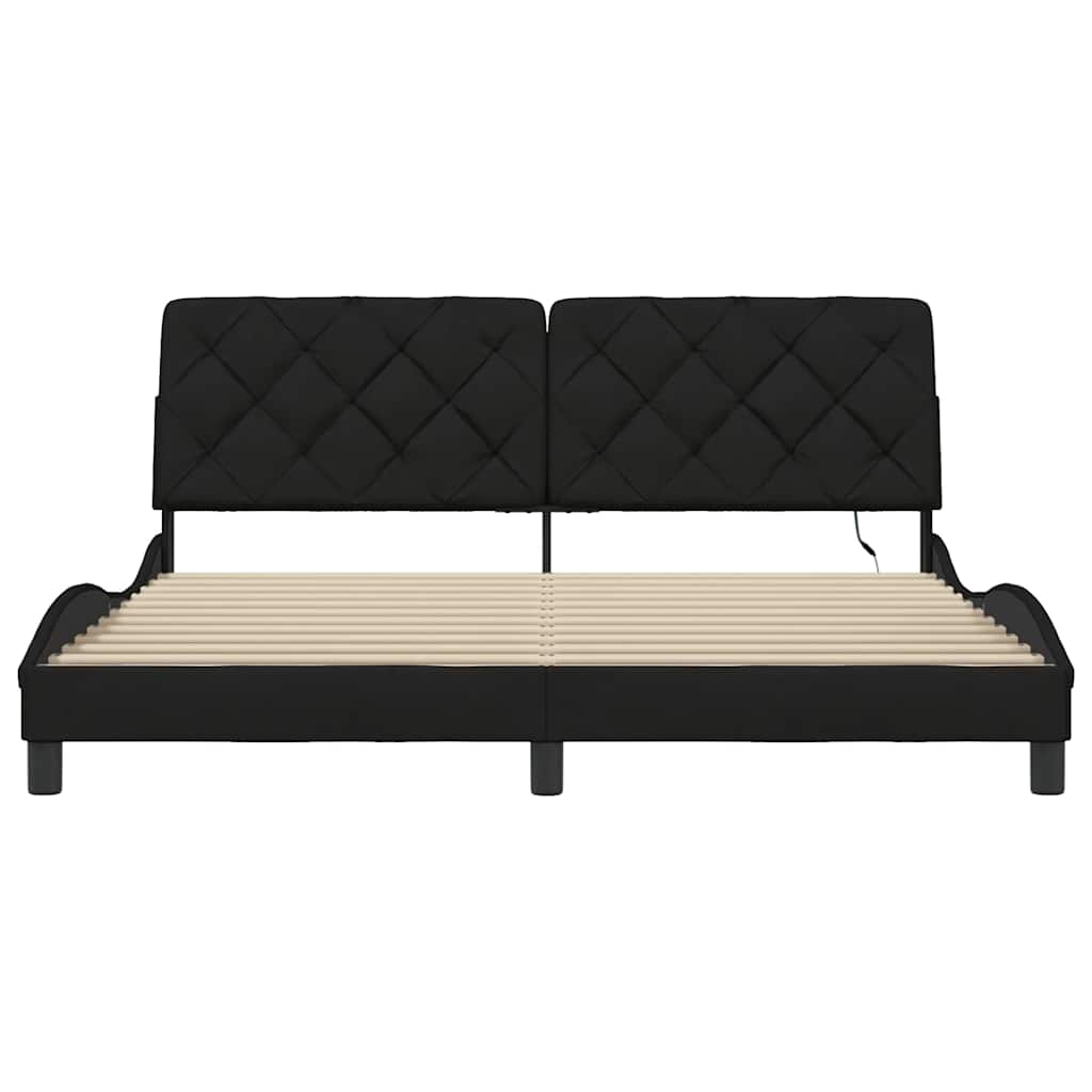 LED bed frame without mattress, black, 180x200 cm