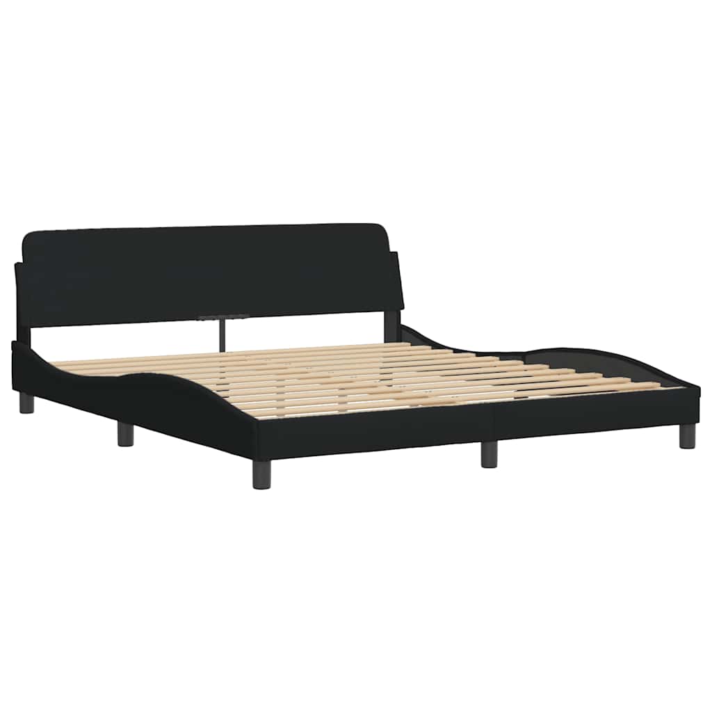 LED bed frame without mattress, black, 180x200 cm