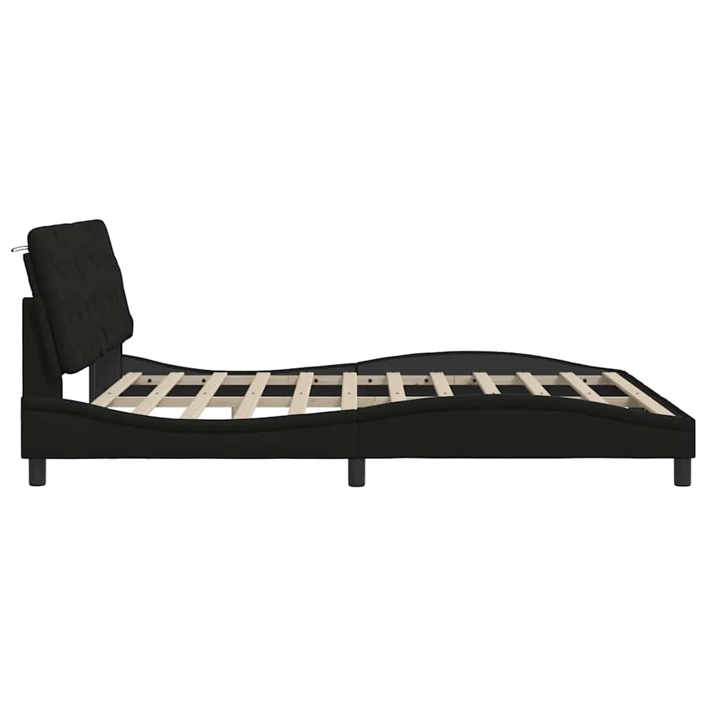 LED bed frame without mattress, black, 180x200 cm