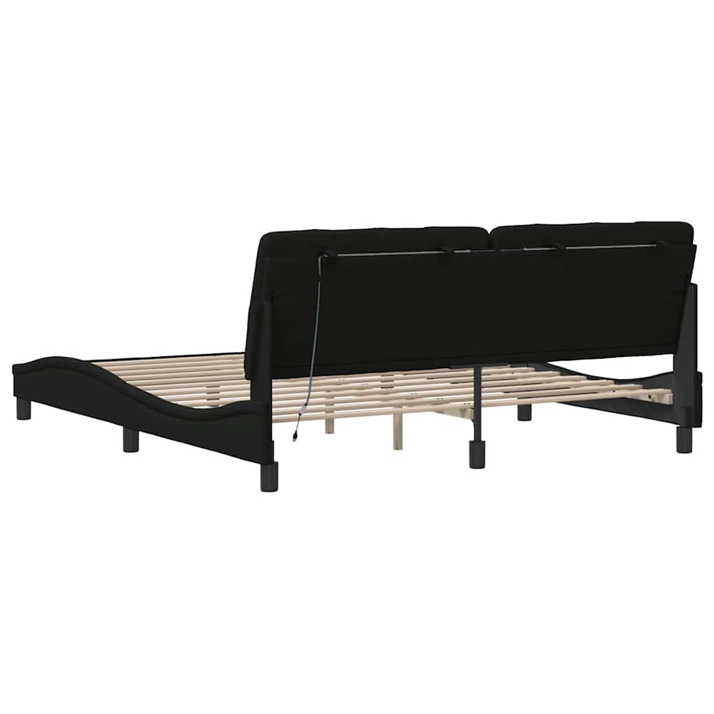 LED bed frame without mattress, black, 180x200 cm