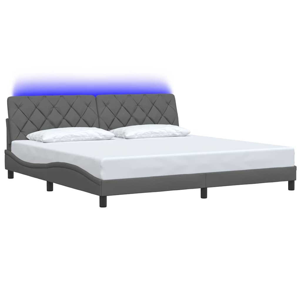 Lovos rėmas su LED be čiužinio, tamsiai pilkas, 200x200 cm