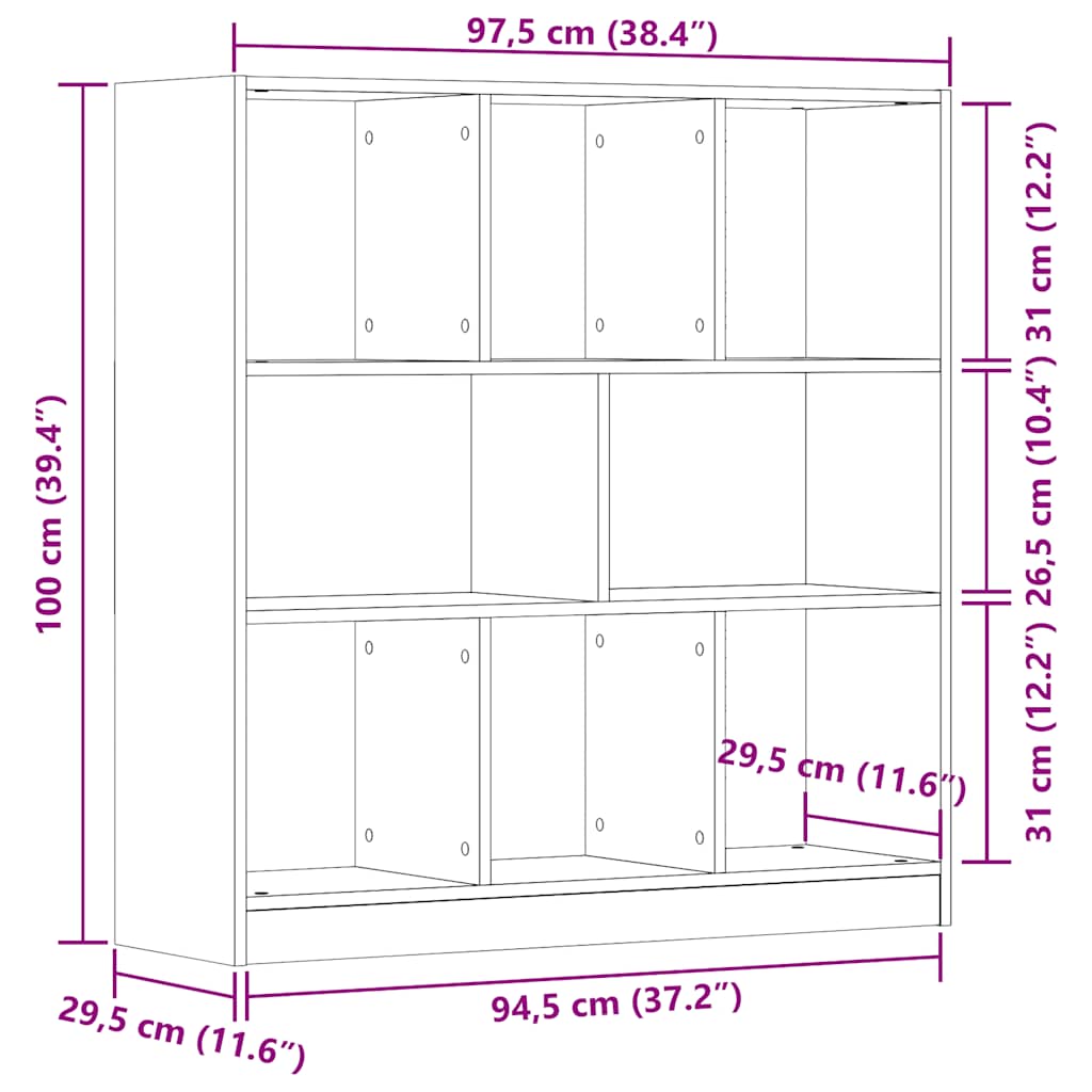knygų spintelė sena mediena 97,5x29,5x100 cm inžinerinė mediena