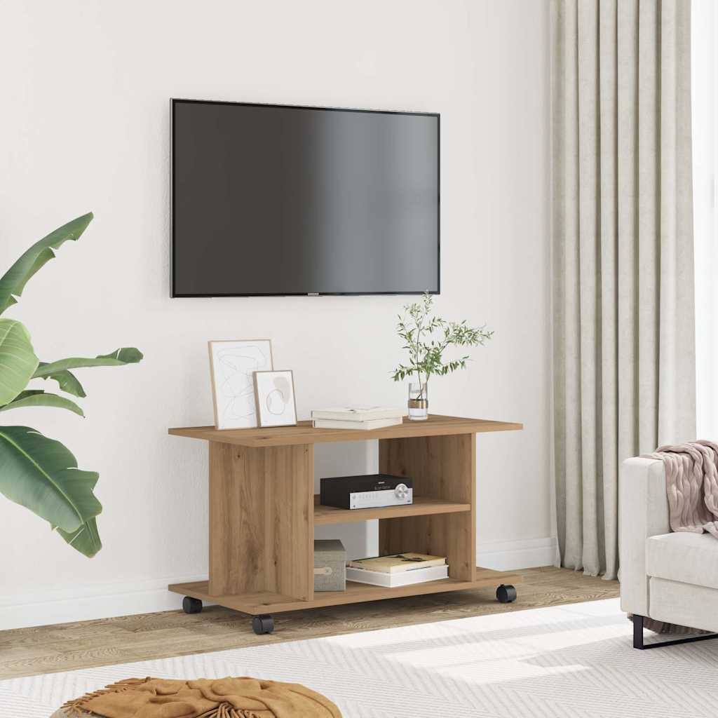 TV skapītis ar riteņiem, artisano, 80x40x45cm, apstrādāta koksne