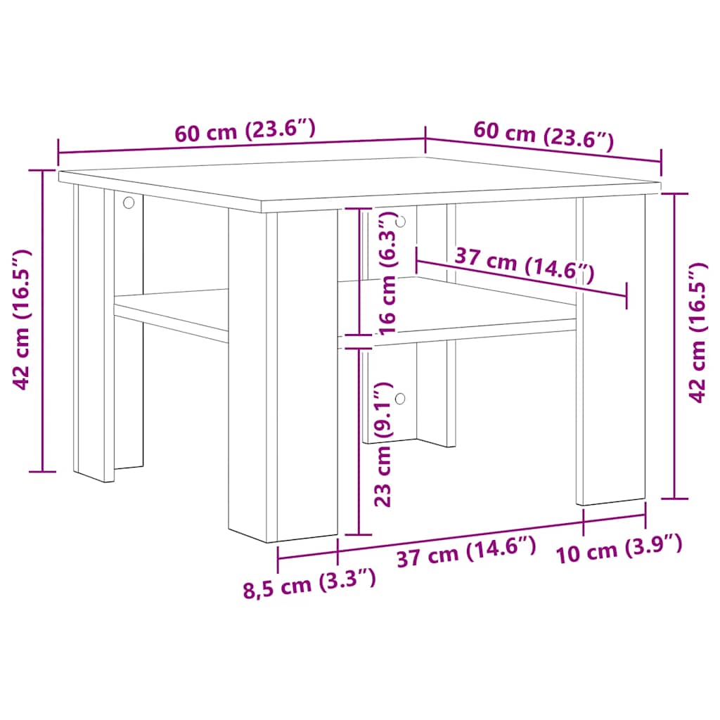 kavos staliukas Artisan ąžuolas 60x60x42 cm inžinerinis medis