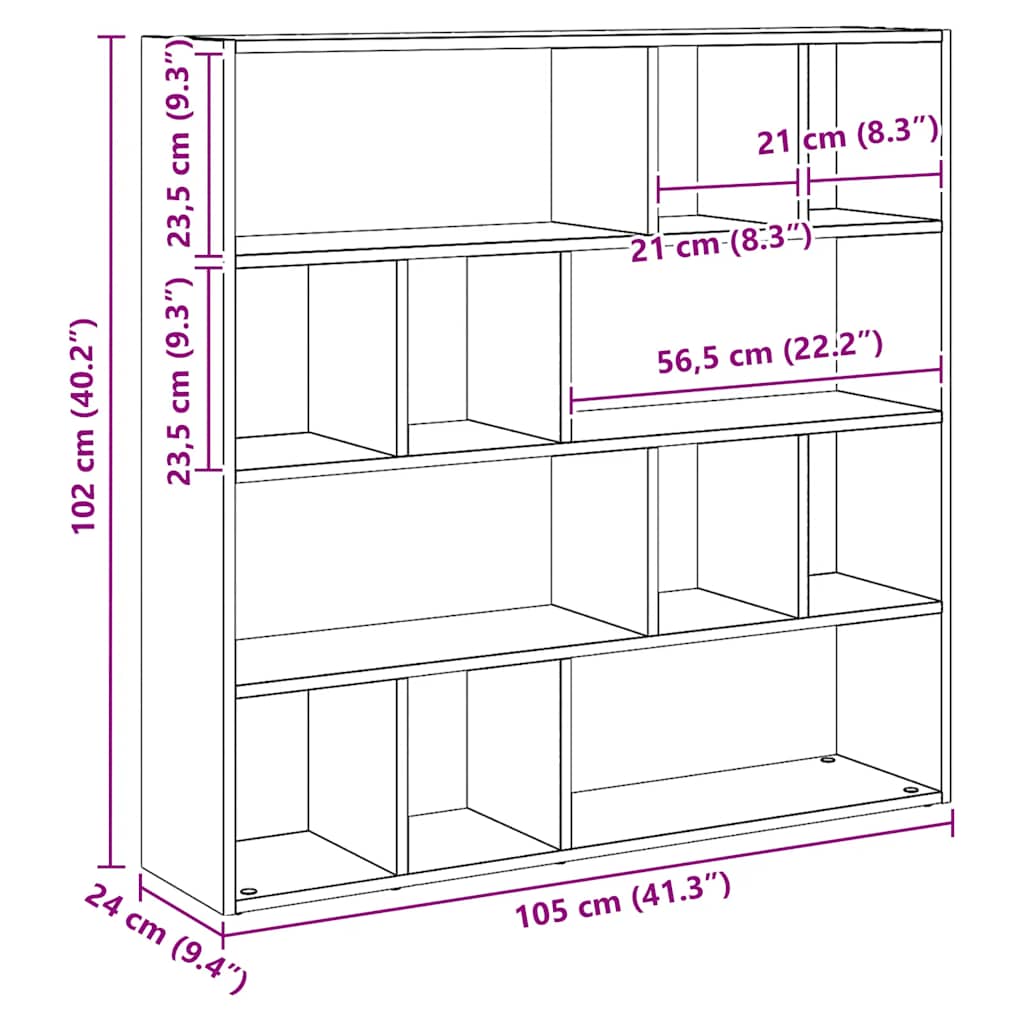 Bookcase/Room Divider Artisan Oak 105x24x102 cm