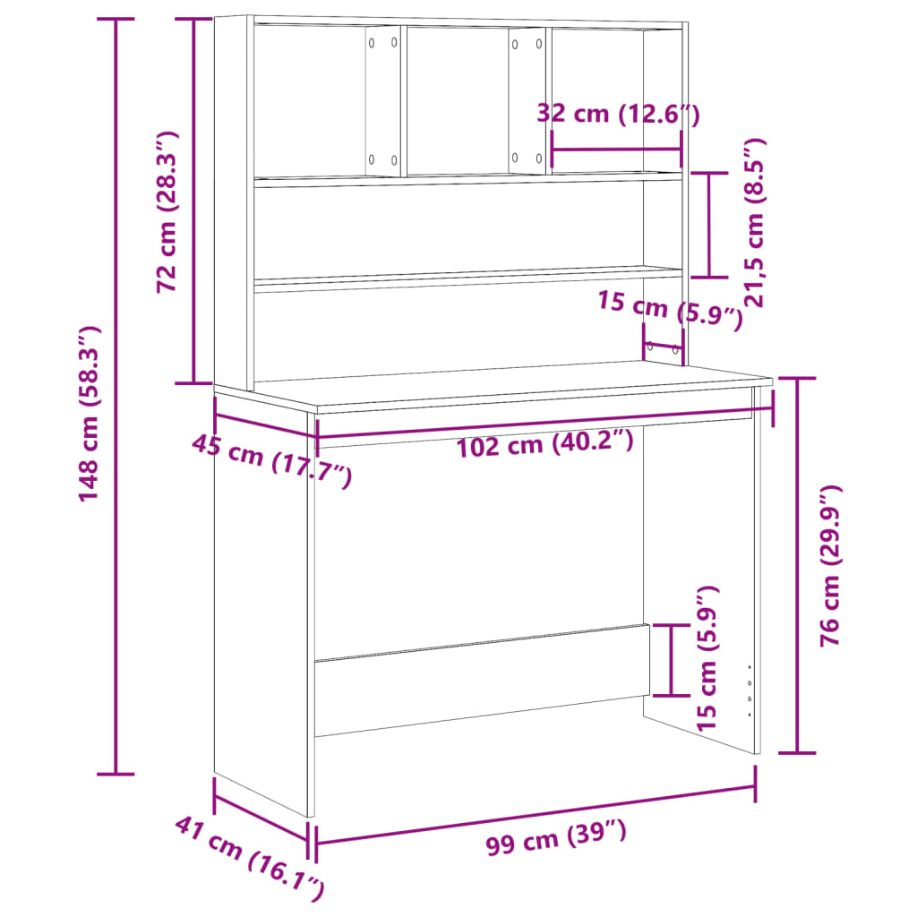 Rakstāmgalds ar plauktiem, koka, 102x45x148cm, koks