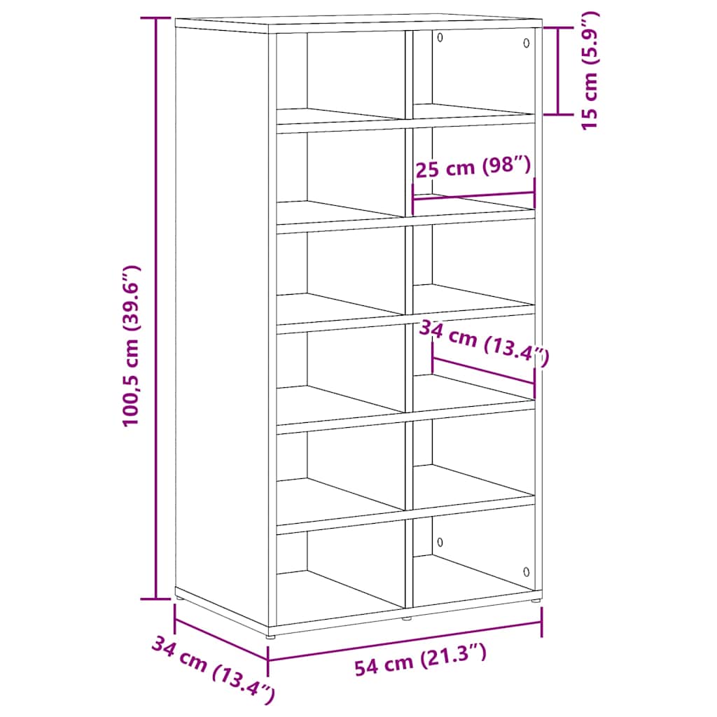 Shoe rack, artisan, 54x34x100.5cm, wood