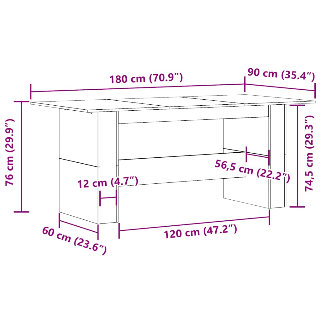 Valgomojo stalas Senas medis 180x90x76 cm Inžinierinė mediena