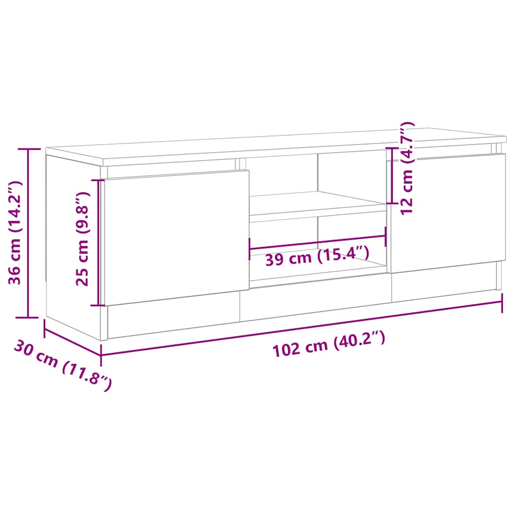 televizoriaus spintelė Old Wood 102x30x36 cm Engineered Wood